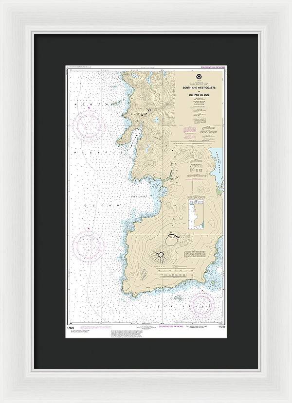 Nautical Chart-17325 South-west Coasts-kruzof Island - Framed Print