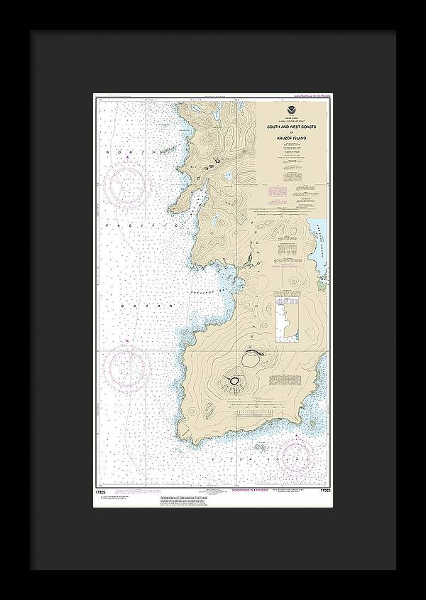 Nautical Chart-17325 South-west Coasts-kruzof Island - Framed Print