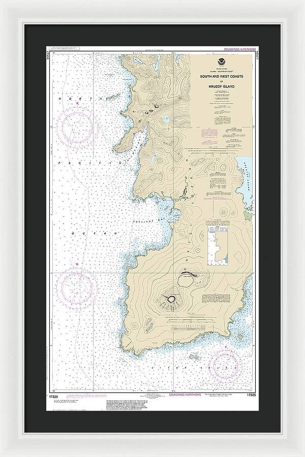 Nautical Chart-17325 South-west Coasts-kruzof Island - Framed Print