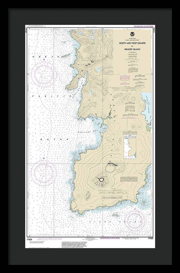 Nautical Chart-17325 South-west Coasts-kruzof Island - Framed Print