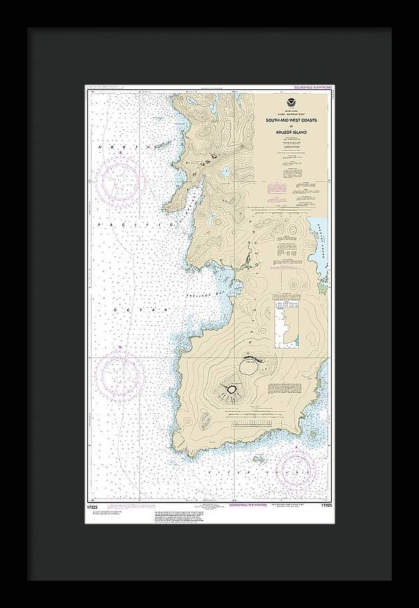 Nautical Chart-17325 South-west Coasts-kruzof Island - Framed Print