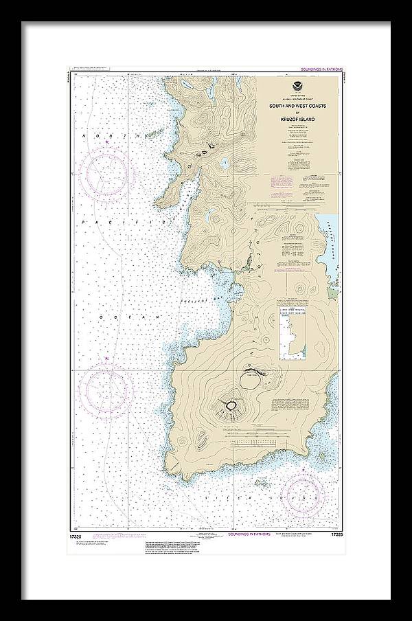 Nautical Chart-17325 South-west Coasts-kruzof Island - Framed Print