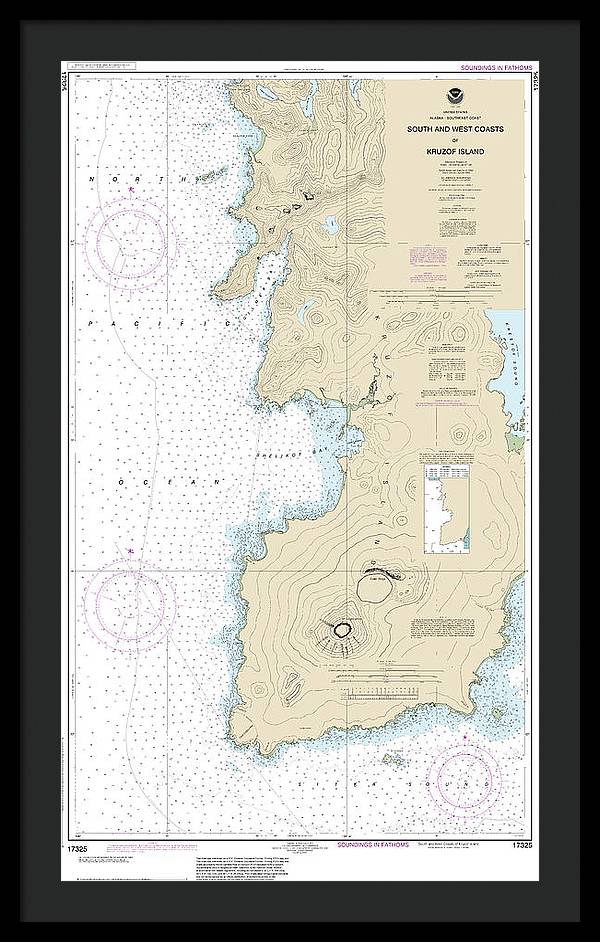 Nautical Chart-17325 South-west Coasts-kruzof Island - Framed Print