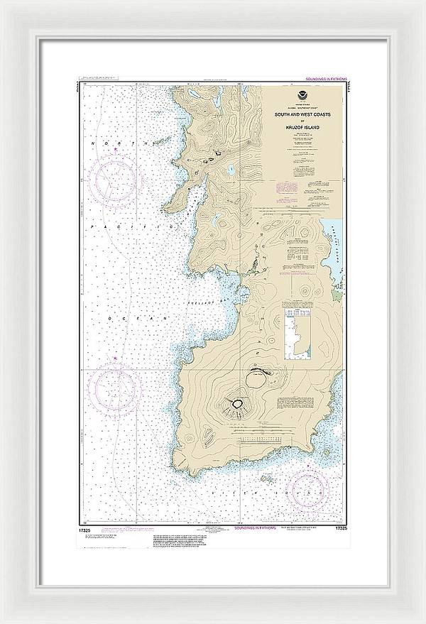 Nautical Chart-17325 South-west Coasts-kruzof Island - Framed Print