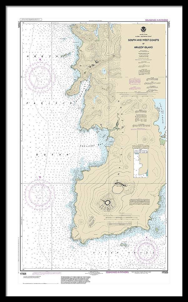 Nautical Chart-17325 South-west Coasts-kruzof Island - Framed Print