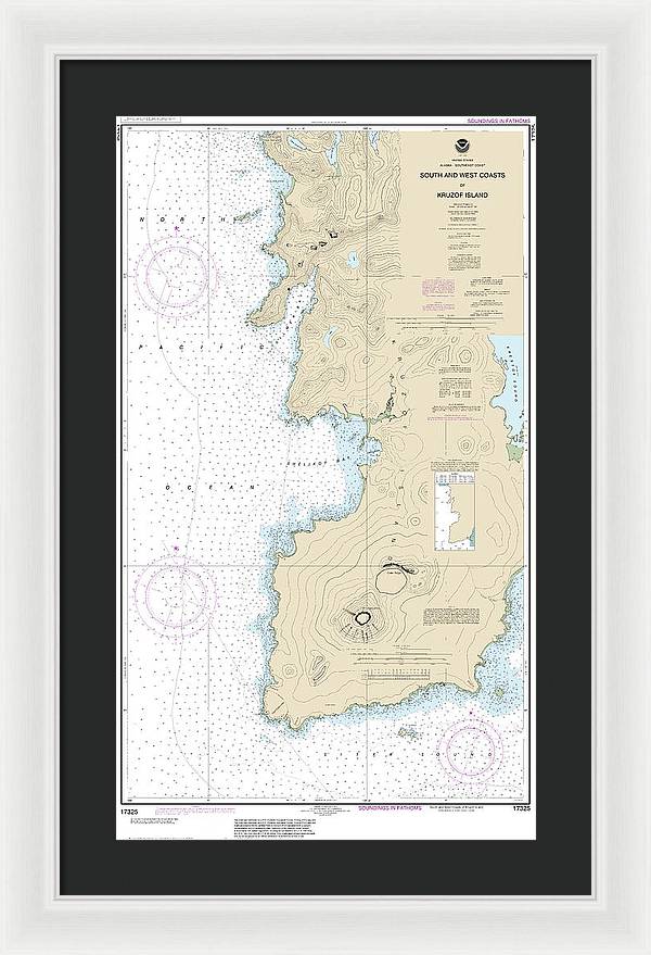 Nautical Chart-17325 South-west Coasts-kruzof Island - Framed Print