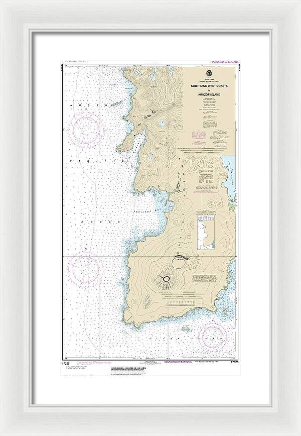 Nautical Chart-17325 South-west Coasts-kruzof Island - Framed Print