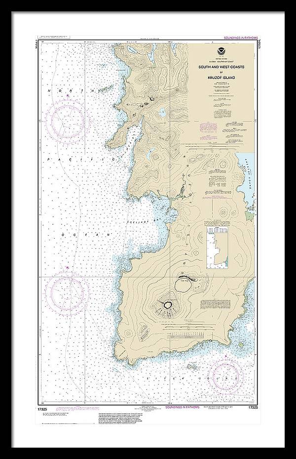 Nautical Chart-17325 South-west Coasts-kruzof Island - Framed Print