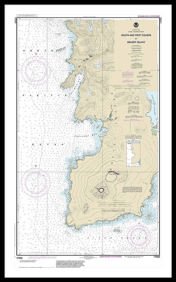 Nautical Chart-17325 South-west Coasts-kruzof Island - Framed Print