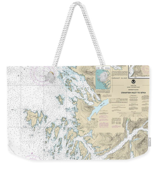 Nautical Chart-17326 Crawfish Inlet-sitka, Baranof I, Sawmill Cove - Weekender Tote Bag