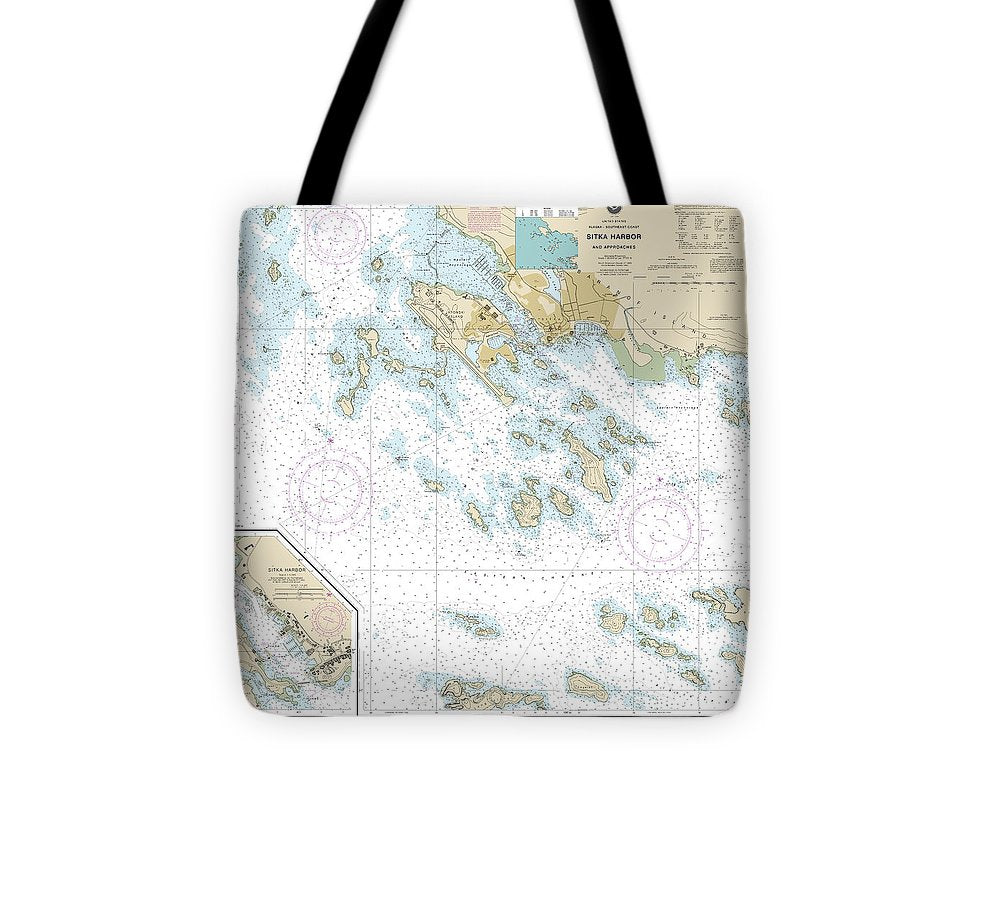 Nautical Chart 17327 Sitka Harbor Approaches, Sitka Harbor Tote Bag