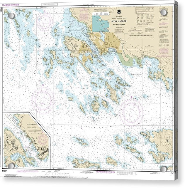Nautical Chart-17327 Sitka Harbor-approaches, Sitka Harbor - Acrylic Print