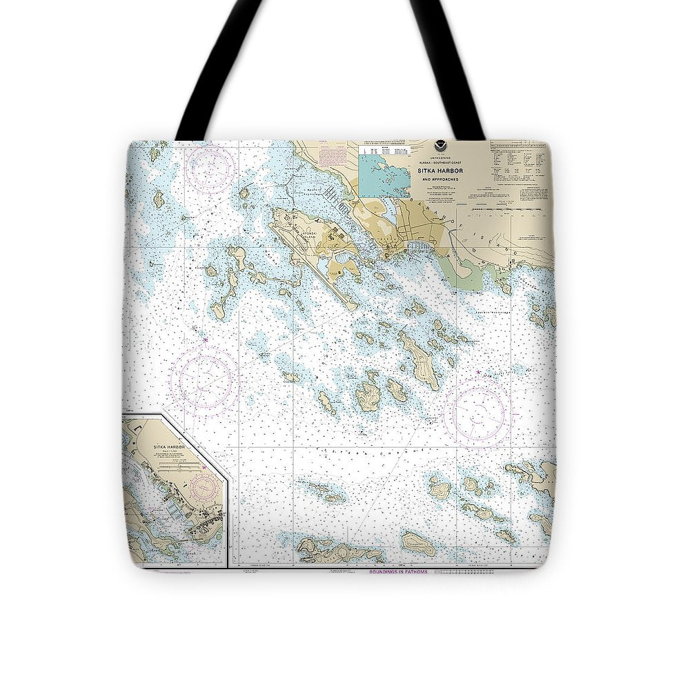 Nautical Chart-17327 Sitka Harbor-approaches, Sitka Harbor - Tote Bag