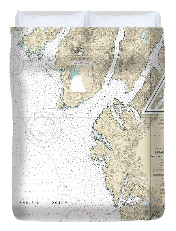 Nautical Chart-17328 Snipe Bay-crawfish Inlet,baranof L - Duvet Cover