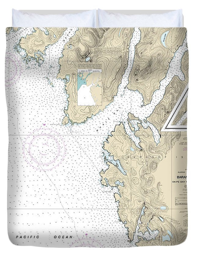 Nautical Chart-17328 Snipe Bay-crawfish Inlet,baranof L - Duvet Cover