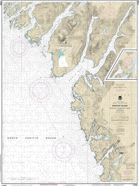 Nautical Chart 17328 Snipe Bay Crawfish Inlet,Baranof L Puzzle