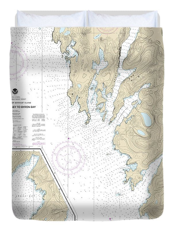 Nautical Chart-17330 West Coast-baranof Island Cape Ommaney-byron Bay - Duvet Cover