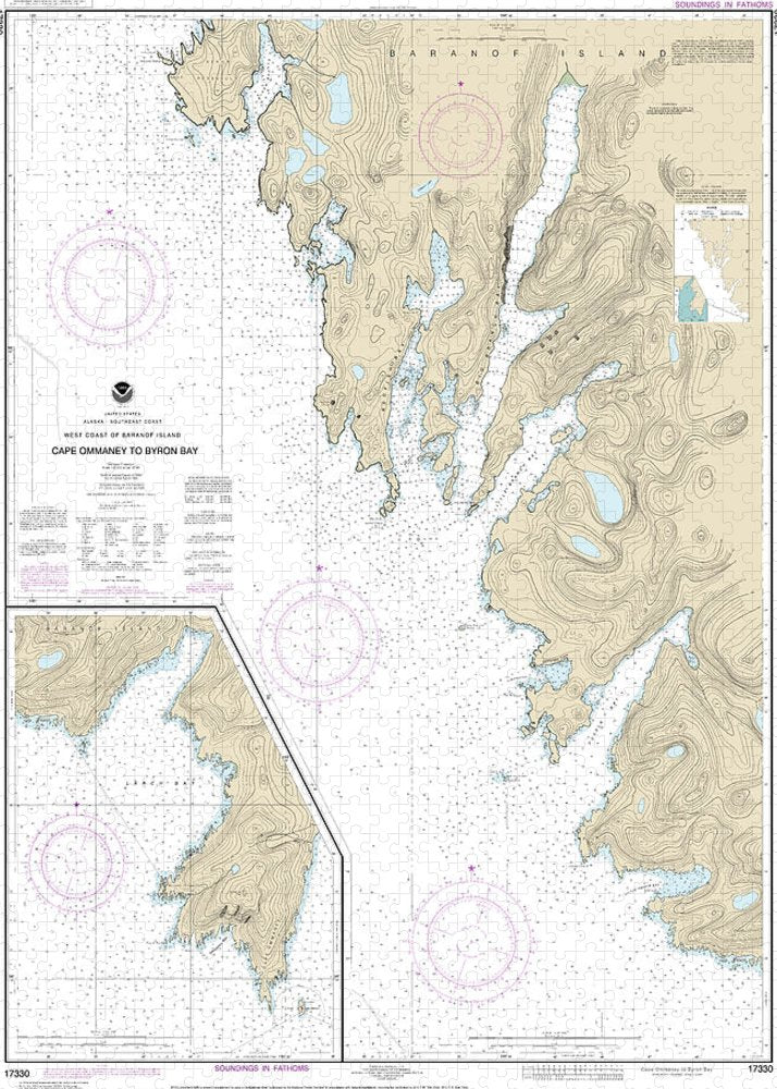 Nautical Chart-17330 West Coast-baranof Island Cape Ommaney-byron Bay - Puzzle