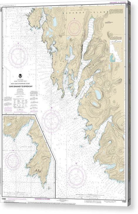 Nautical Chart-17330 West Coast-Baranof Island Cape Ommaney-Byron Bay  Acrylic Print