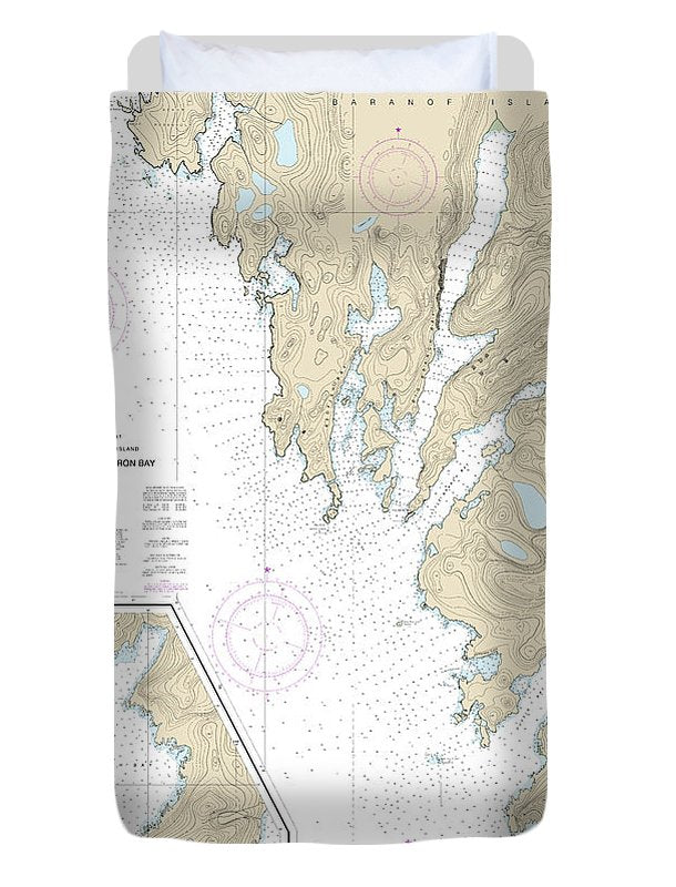 Nautical Chart-17330 West Coast-baranof Island Cape Ommaney-byron Bay - Duvet Cover