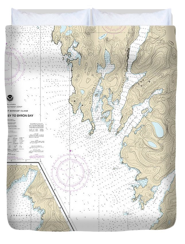 Nautical Chart-17330 West Coast-baranof Island Cape Ommaney-byron Bay - Duvet Cover