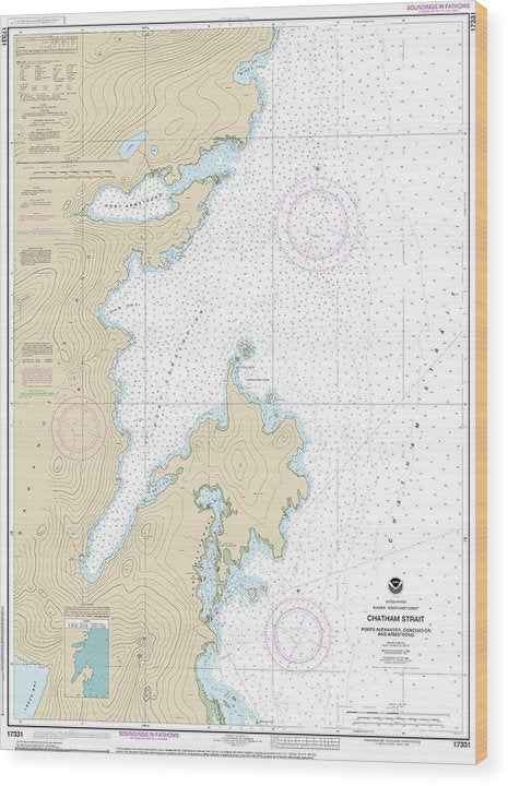 Nautical Chart-17331 Chatham Strait Ports Alexander, Conclusion,-Armstrong Wood Print