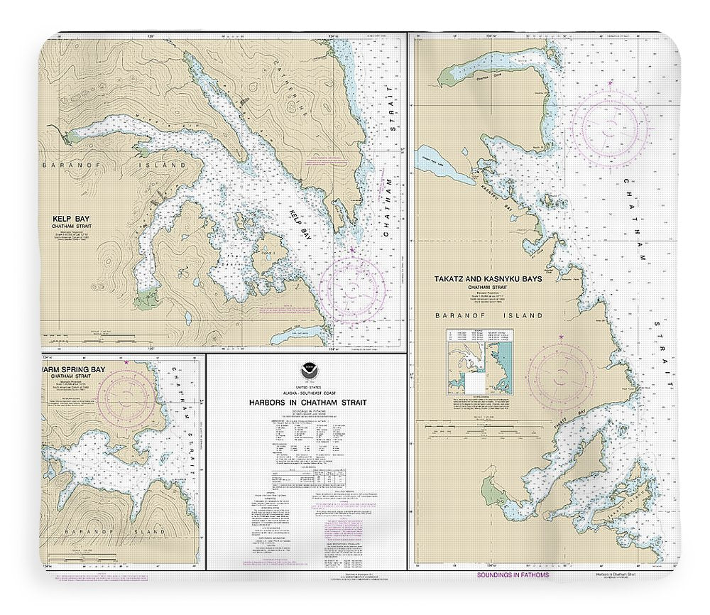 Nautical Chart-17337 Harbors In Chatham Strait Kelp Bay, Warm Spring Bay, Takatz-kasnyku Bays - Blanket