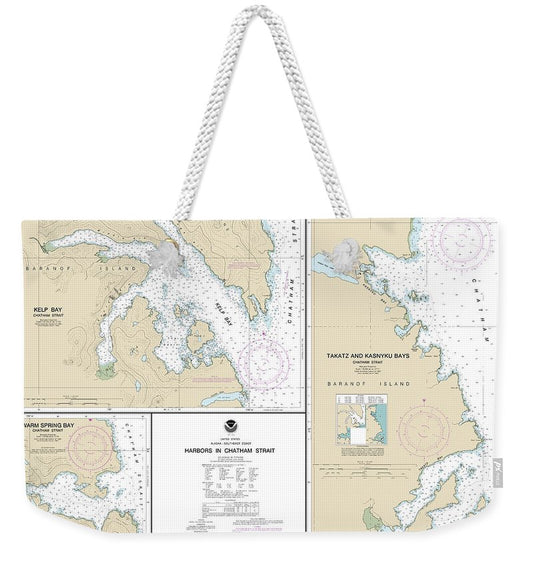 Nautical Chart-17337 Harbors In Chatham Strait Kelp Bay, Warm Spring Bay, Takatz-kasnyku Bays - Weekender Tote Bag