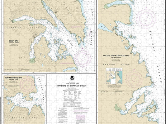 Nautical Chart 17337 Harbors In Chatham Strait Kelp Bay, Warm Spring Bay, Takatz Kasnyku Bays Puzzle