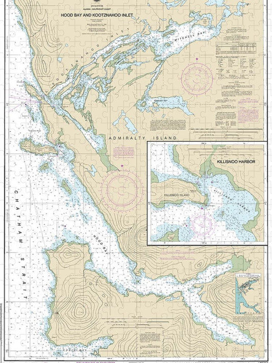 Nautical Chart 17339 Hood Bay Kootznahoo Inlet Puzzle