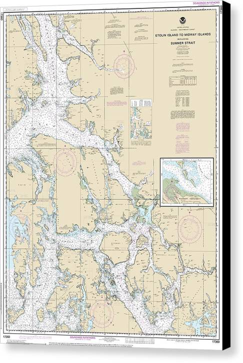 Nautical Chart-17360 Etolin Island-midway Islands, Including Sumner Strait, Holkham Bay, Big Castle Island - Canvas Print