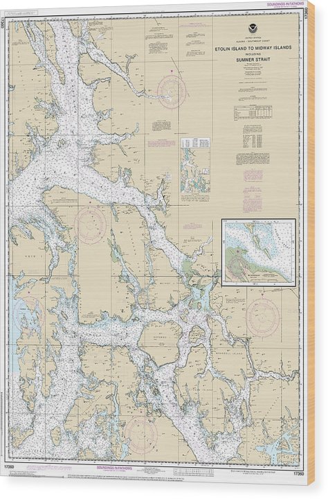 Nautical Chart-17360 Etolin Island-Midway Islands, Including Sumner Strait, Holkham Bay, Big Castle Island Wood Print