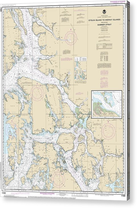 Nautical Chart-17360 Etolin Island-Midway Islands, Including Sumner Strait, Holkham Bay, Big Castle Island  Acrylic Print