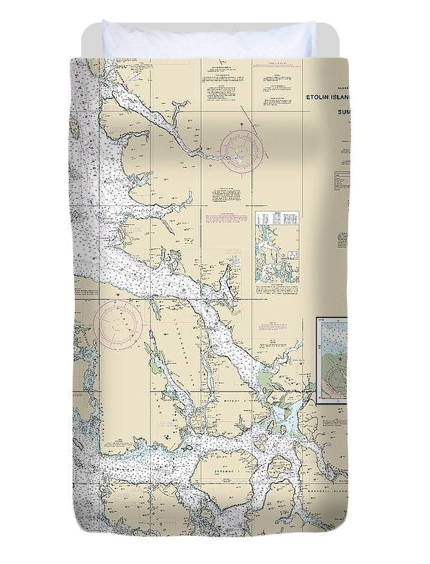 Nautical Chart-17360 Etolin Island-midway Islands, Including Sumner Strait, Holkham Bay, Big Castle Island - Duvet Cover
