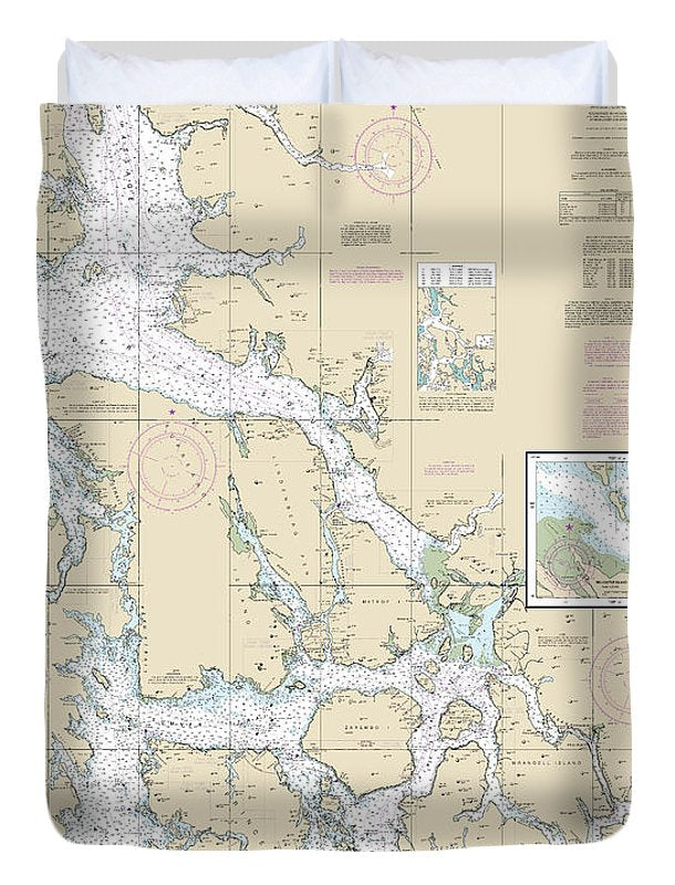 Nautical Chart-17360 Etolin Island-midway Islands, Including Sumner Strait, Holkham Bay, Big Castle Island - Duvet Cover