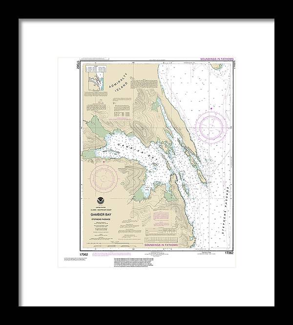 Nautical Chart-17362 Gambier Bay, Stephens Passage - Framed Print