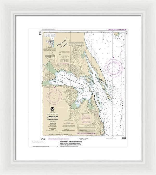 Nautical Chart-17362 Gambier Bay, Stephens Passage - Framed Print