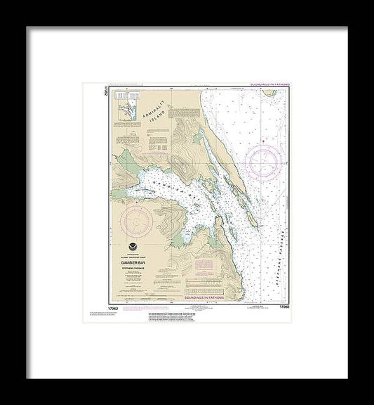 Nautical Chart-17362 Gambier Bay, Stephens Passage - Framed Print