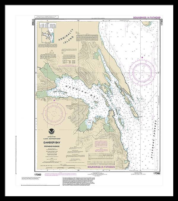 Nautical Chart-17362 Gambier Bay, Stephens Passage - Framed Print