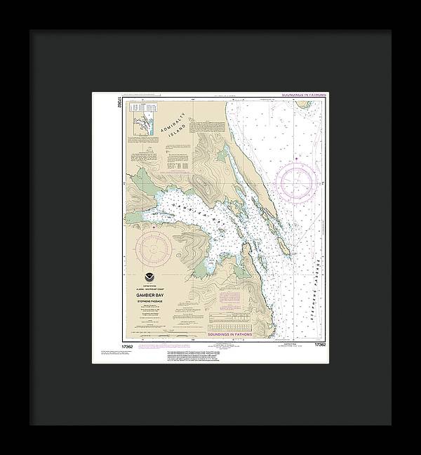 Nautical Chart-17362 Gambier Bay, Stephens Passage - Framed Print