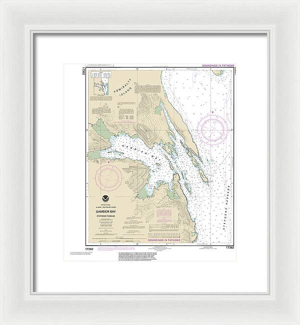 Nautical Chart-17362 Gambier Bay, Stephens Passage - Framed Print