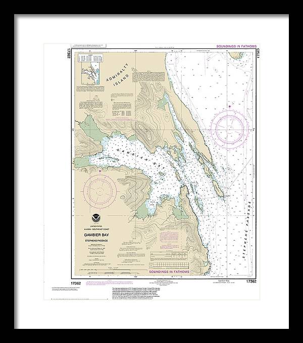 Nautical Chart-17362 Gambier Bay, Stephens Passage - Framed Print