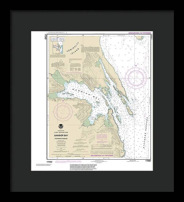 Nautical Chart-17362 Gambier Bay, Stephens Passage - Framed Print