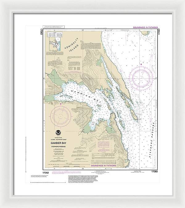 Nautical Chart-17362 Gambier Bay, Stephens Passage - Framed Print