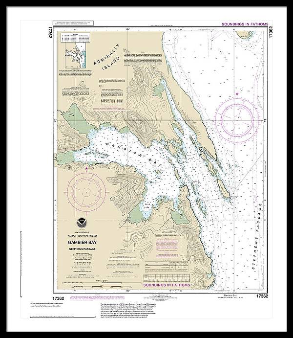 Nautical Chart-17362 Gambier Bay, Stephens Passage - Framed Print