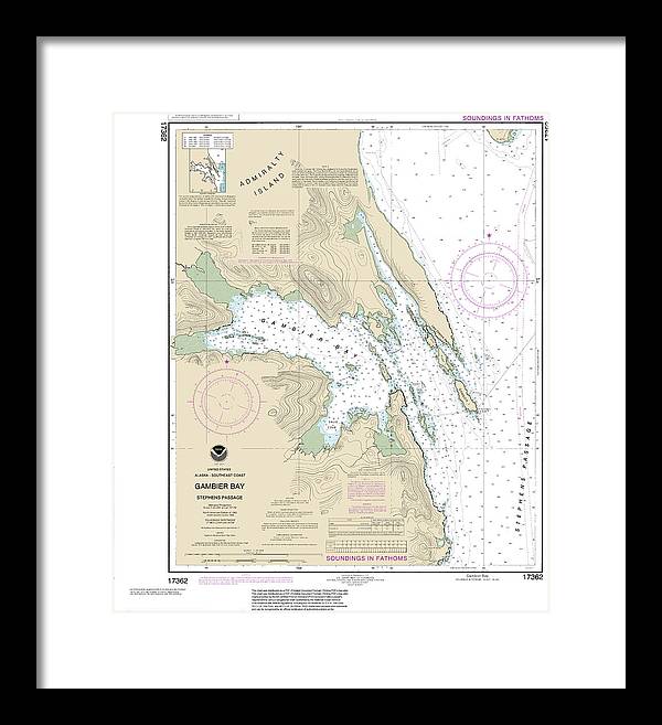 Nautical Chart-17362 Gambier Bay, Stephens Passage - Framed Print