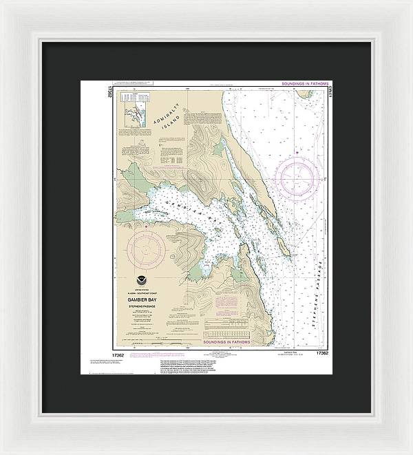 Nautical Chart-17362 Gambier Bay, Stephens Passage - Framed Print