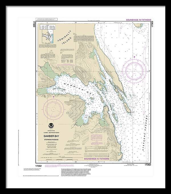 Nautical Chart-17362 Gambier Bay, Stephens Passage - Framed Print