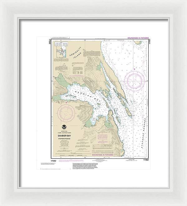 Nautical Chart-17362 Gambier Bay, Stephens Passage - Framed Print