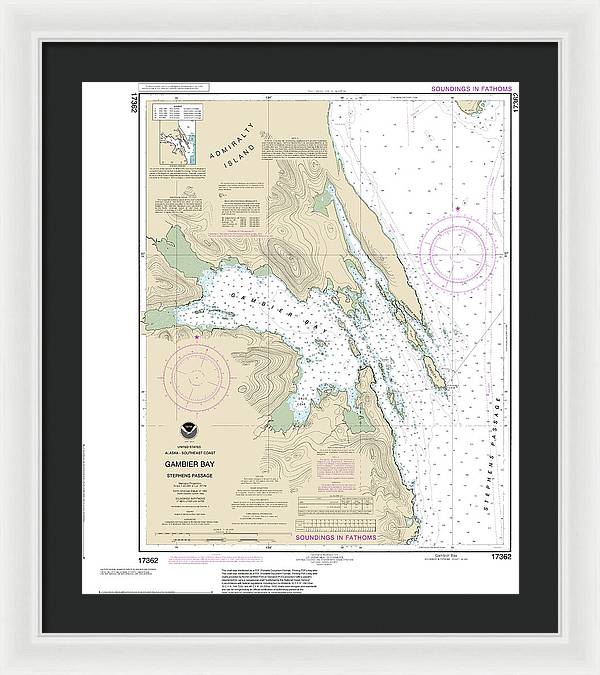 Nautical Chart-17362 Gambier Bay, Stephens Passage - Framed Print